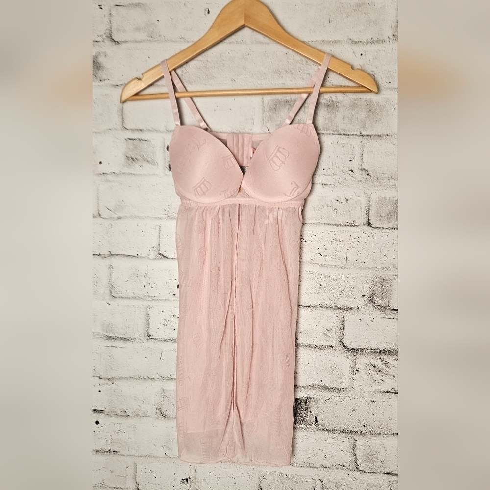 Juicy Couture Pink Chemise Babydoll Lace Sleepwear Y2K Lingerie Small